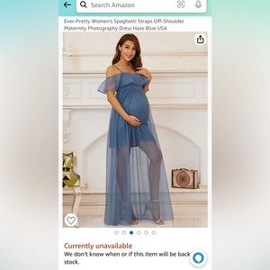 Blue Spaghetti Strap with Drape Sleeve Maternity Dress Size Small